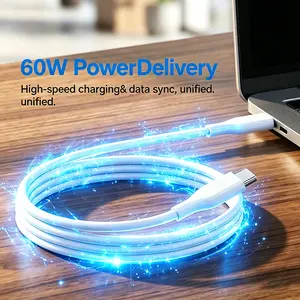 60W PD Fast Charging USB‑C Cable, Fast Charge & Data Sync 2‑in‑1, Soft TPE Durable, Anti‑Tangle & Flexible, 3.3 ft Type‑C Cord for iPhone 17/16/15, Samsung, Pixel, iPad, MacBook – Home, Office, Travel