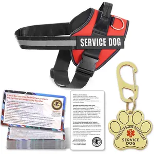 Service Dog Vest, ID Tag + 50 ADA Information Cards, Service Dog Harness in Sizes X Small to XX Large, Metal Dog Tag has Ruggedized Clip, 2-Sided Service Animal Cards,ESA Accessory Set Small