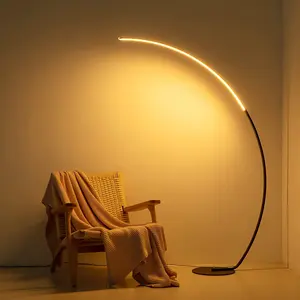 RGBW Modern Curve Floor Lamp - Elegant Design, Adjustable Shade, Ideal for Home or Office Use