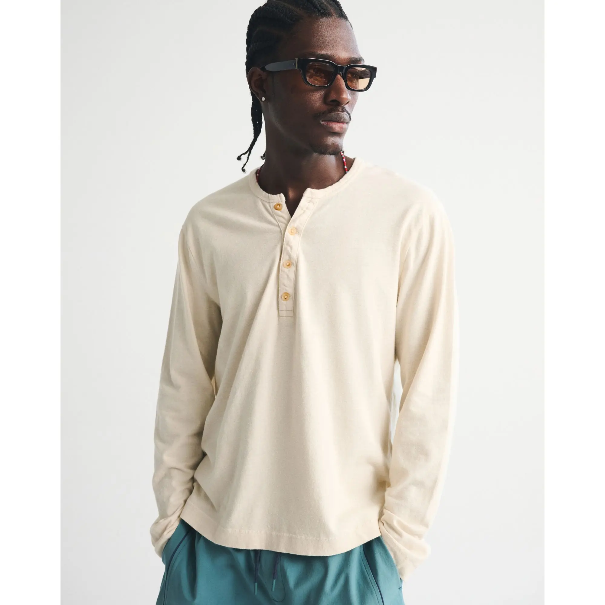 Abercrombie & Fitch Long-Sleeve Linen-Blend Henley