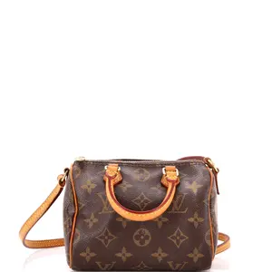 Pre-owned Louis Vuitton material Messenger Bags Speedy Bandouliere Bag Monogram Canvas Nano by Rebag