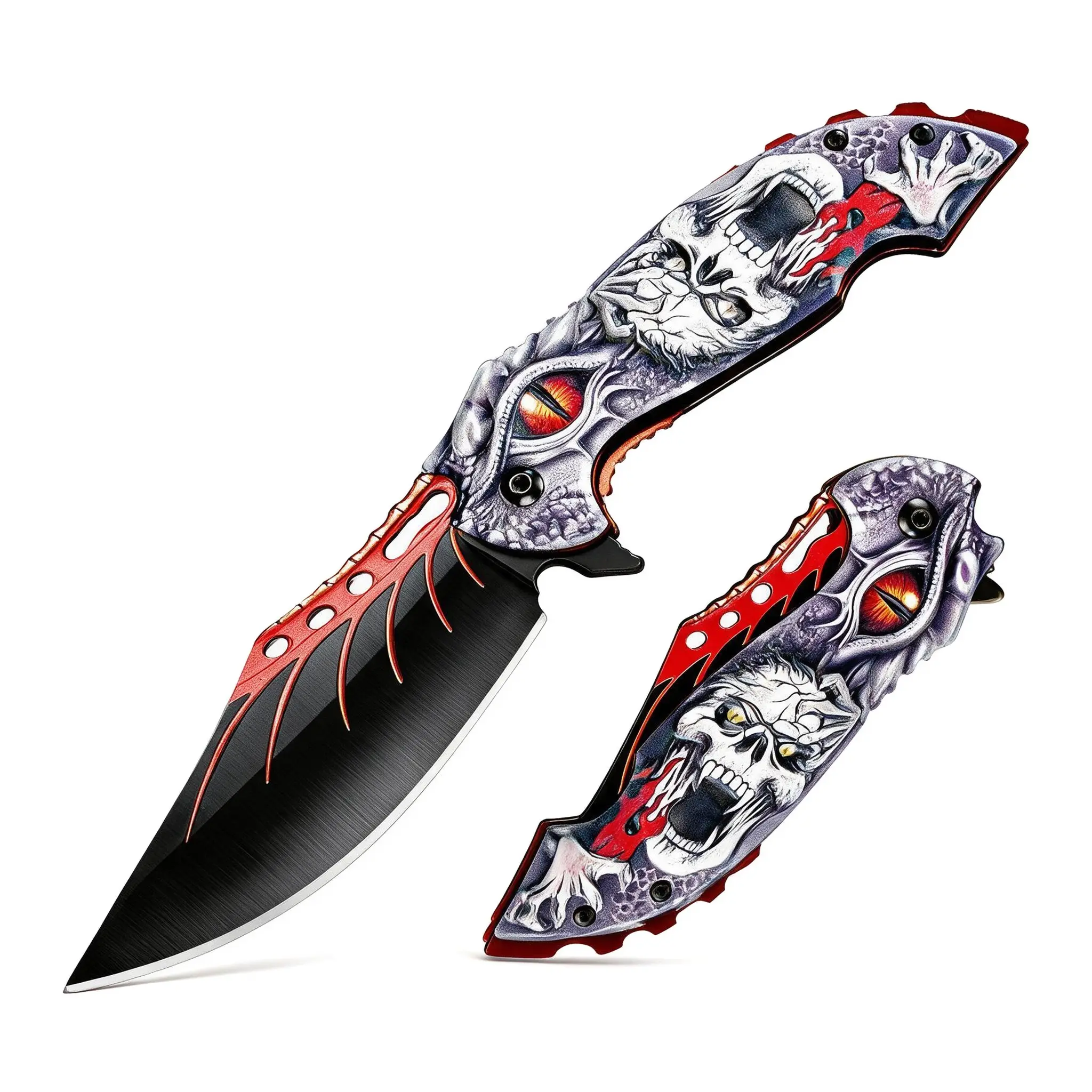 3.2-inch Stainless Steel Kitchen Knife - 3D Ghost Head Pattern, Thick Ergonomic Handle, Durable Rustproof Scratch-Resistant Accessory for Ghost-Head Cut of Meat/Veg, Ideal Men's Home Gift