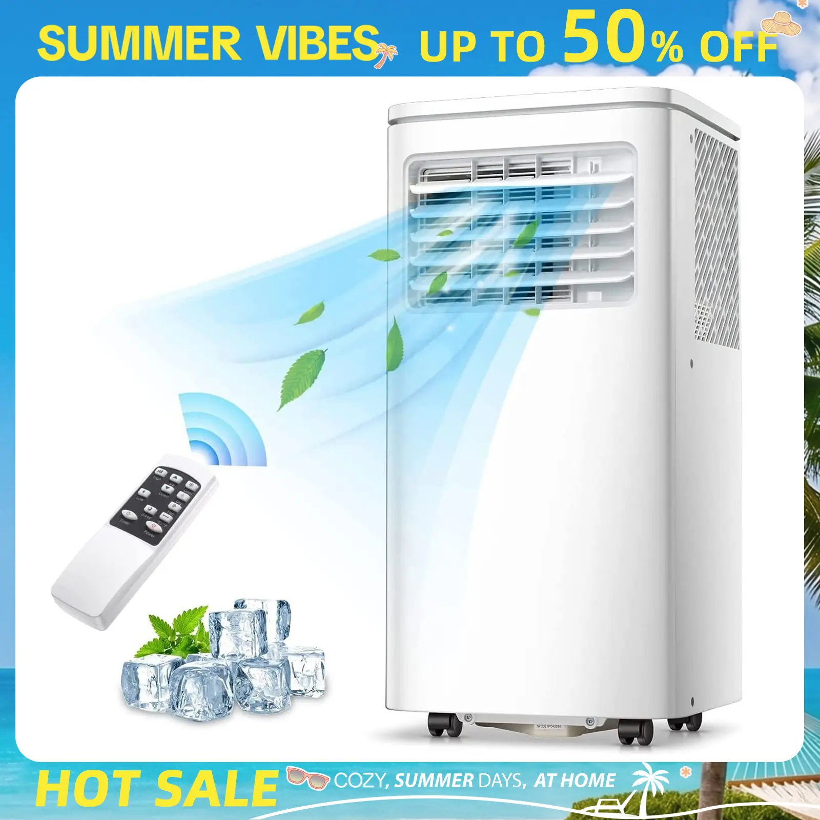 2026 New Model Fast Cooling: Antarctic Star Portable Air Conditioner 8000 BTU (ASHRAE), Remote Control, 2 Fan Speeds, Quiet Operation, Cools 200 sq.ft, 24H Timer, Fan Mode for Bedroom Office Home Dorm