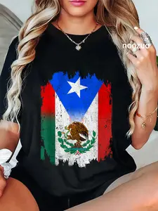 100% Cotton Mexican Mexican Flag Puerto Rico Flag Boricua T-Shirt