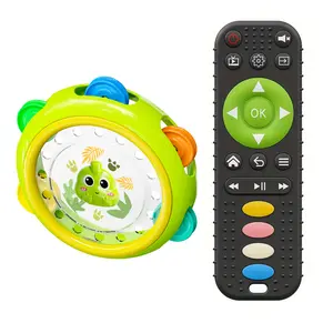 2PCS Teething Toys for Baby 3 6 12 18 Months, TV Remote Control Shaped Baby Teether Toys Chew Toys, Food Grade Silicone Teething Toys for Infants, BPA Free, for Baby Gum Relief