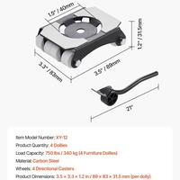 4 wheels【3*4inch】750 lbs Capacity