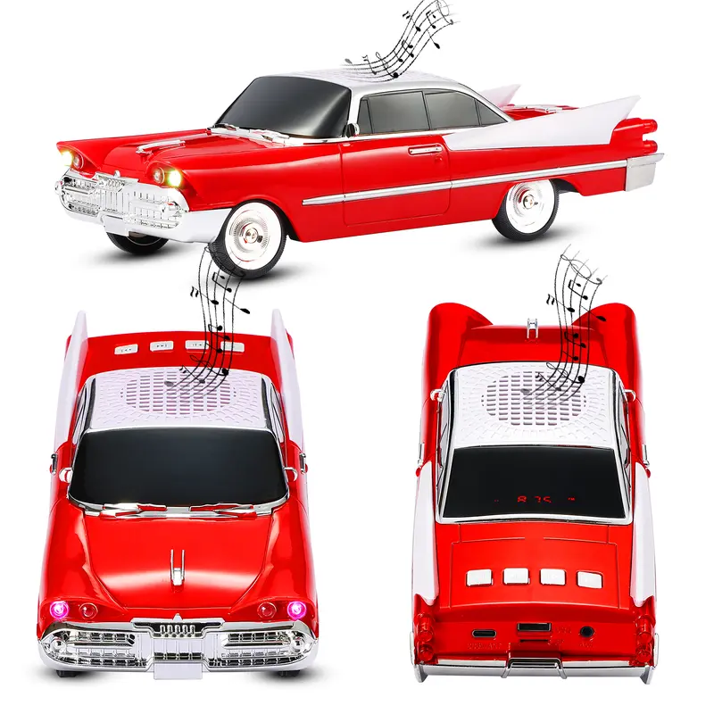 WSTER WS-1965 Classic Muscle Car Replica Music Speaker - Wireless Rechargeable Sound Box, Cordfree Playback USB-C Portable System with LED Lights, Compact to Carry for Car Lovers,techvibes