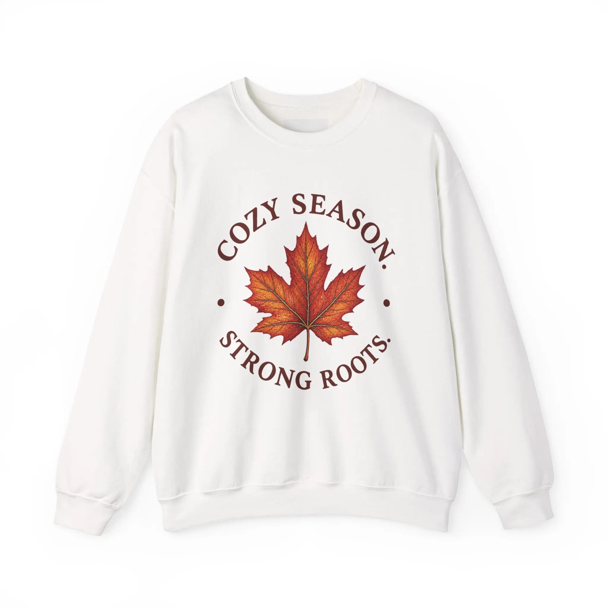 Cozy Season Strong Roots Crewneck Sweatshirt | Autumn Maple Leaf