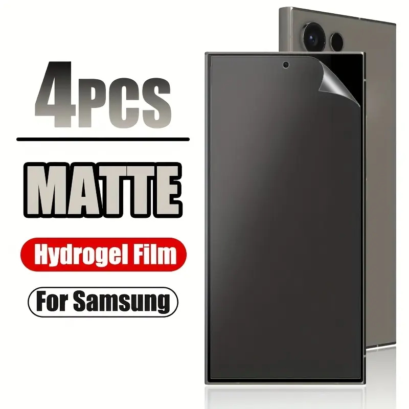 4 Pcs Matte Hydrogel Film Screen Protector for Samsung Galaxy S25 Ultra S24 S23 Ultra S22 S21 S20 FE Note 10 20 Ultra S23+/S22+/S21+, Scratch Resistant, Fingerprint Resistant, Perfect Fit, Easy Installation, No Bubbles, Multiple Models Compatible