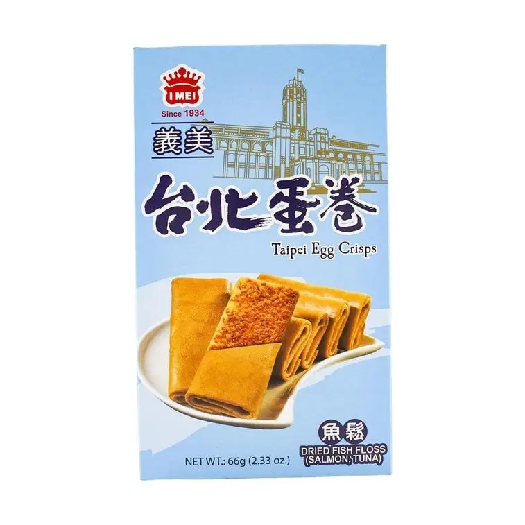 IMEI Taipei Salty & Savory Crispy Shell Snack - Crisp Fish Floss Egg Roll, Ambient Snacks for All Ages, 66g, Contains Milk