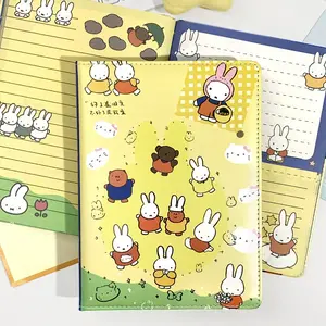 Cute Cartoon Rabbit Diary Notebook, Colorful Paper Pages Leather Cover, Cute Cartoon Design, A5 Notebook, Office Notebook, 1pc