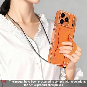 Long Lanyard Crossbody Wrist Strap Smartphone Case with Stand Compatible with iPhone 17 Pro Max, 16 Pro, 15 Plus, 14, 13, 12 and Air Version,Card Holder & Card Slot, Shockproof Protective Cover with Durable Structure and Secure Grip Design Accessories