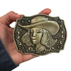 Cowgirl Belt Buckle - Unique Design Featuring a Cowboy Hat and Detailed Artwork
