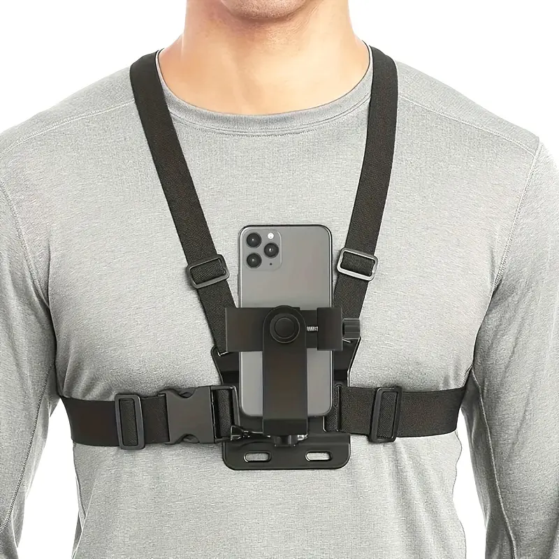 Chest Strap Phone Mount, 1 adjustable chest strap phone mount, outdoor cycling chest strap phone mount, first-person perspective filming accessory for skiing, cycling, rowing, hunting and sports, Cell Phone Holder, Cell Phone Mounts