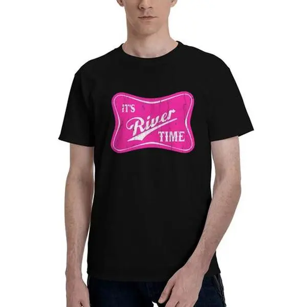 Its River Time T-Shirt River Life Summer Tee Lake Boating Shirt for WomenUnisex for Daily Wear 2025 Summer Trendy Streetwear Fashion Top Quality Comfortable Casual Printed T-shirt Pure Cotton Black Oversized Graphic Tshirt
