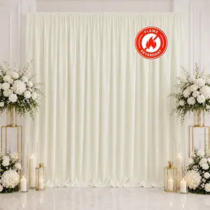 Scuba Polyester Backdrop Curtain Ivory 10ftx10ft Durable Flame Resistant Wrinkle-Free Event Drape Panel With Rod Pocket