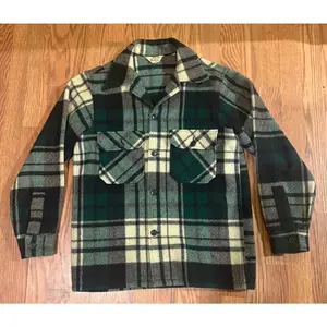 Vintage 60s–70s Woolrich Wool Flannel Jacket | Green Plaid