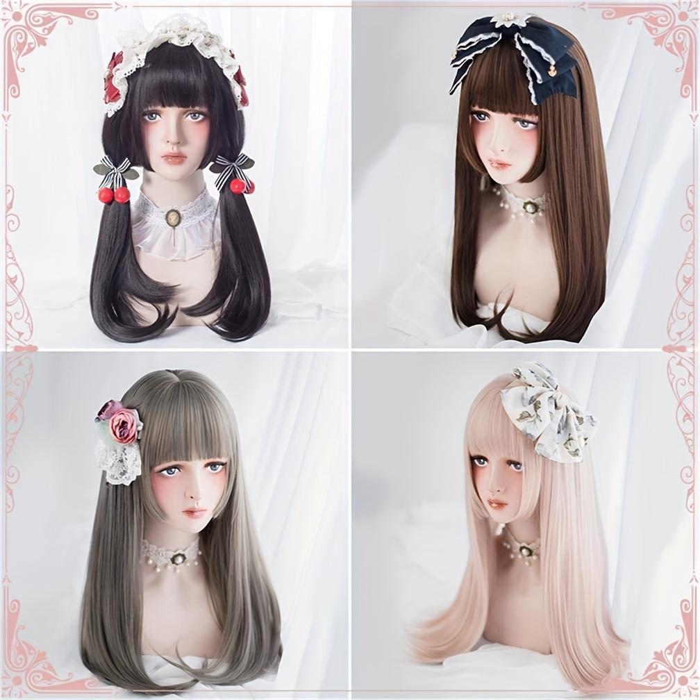 A Long, Sleek Black Wig Featuring Bangs, Designed in a Princess Cut Style.This -Looking Synthetic Hair Wig Is Perfect for Women, Suitable for Cosplay And Everyday Use, Including Parties, Christmas Celebrations, And Music Festivals