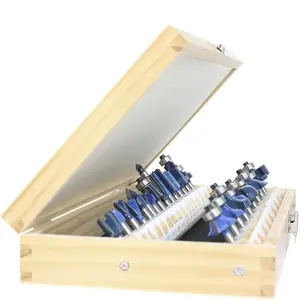24 count Router Bit Set,1/4 inch Shank,24 Pieces Carbide Tipped Router Bits/Router Cutters for Woodworking Beginners with Wooden Case