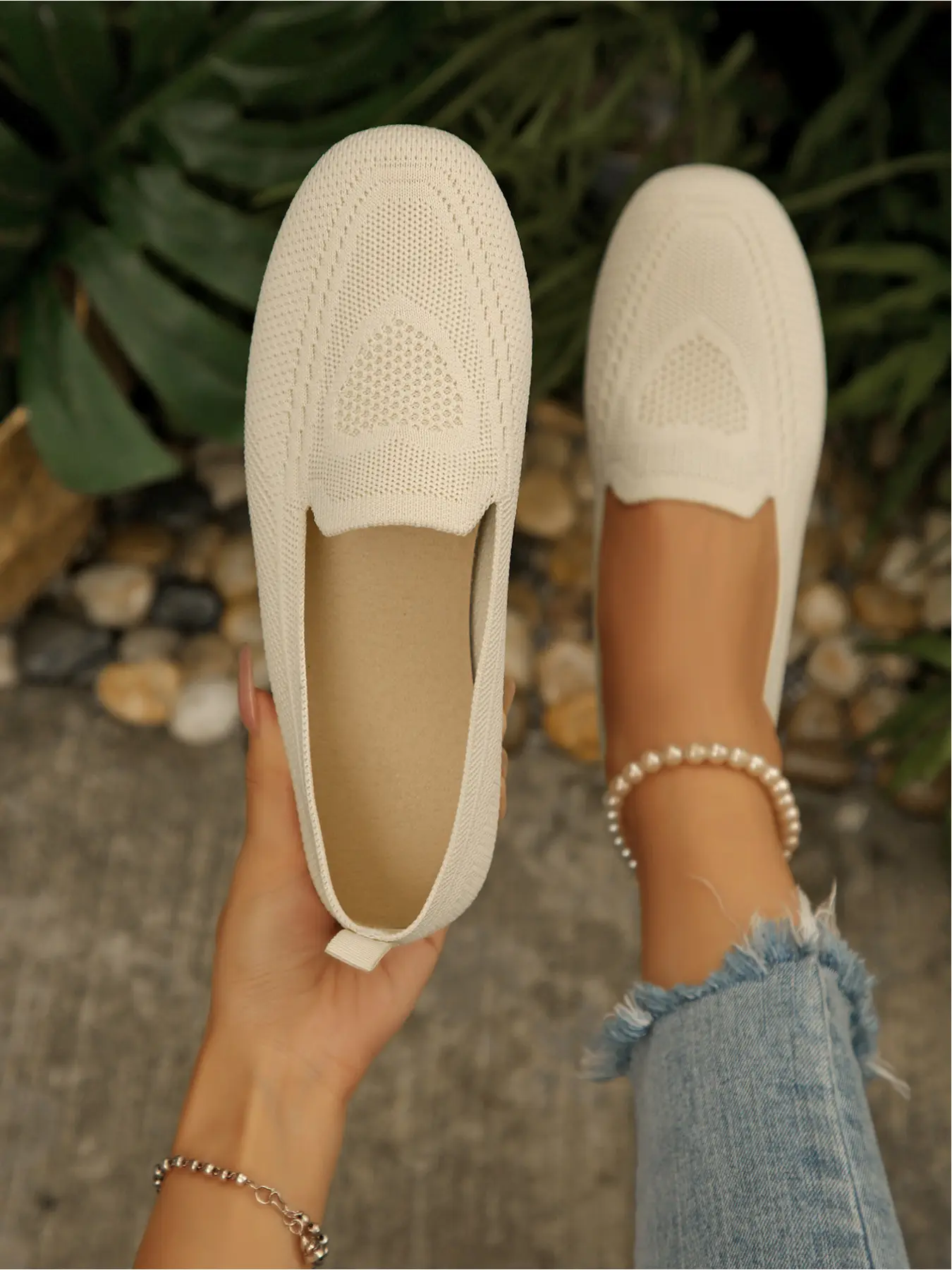 Foldable Knitted Flats for Women- Breathable Soft Sole Slip-on Ballet Shoes for Office & Travel