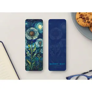 Nighttime Dandelions Glossy Double-Sided Decorative Bookmark, 2” x 6” bookmarks decorative bookmark