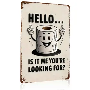 Hello Is It Me You're Looking For Toilet Paper 8x12 Inch Aluminum Metal Sign - Funny Bathroom Wall Decor for Restroom, Home, Guest Bath, Toilet Area - Humorous Bathroom Tin Sign