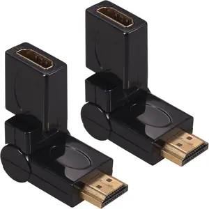 2-Pack Right Angle HDMI 2.0 Male to Female Connector HDMI Swivel Adapter 90 180 270 360 Degree Angle Adjustable Rotatable Gold-Plated Support 3D & 4K