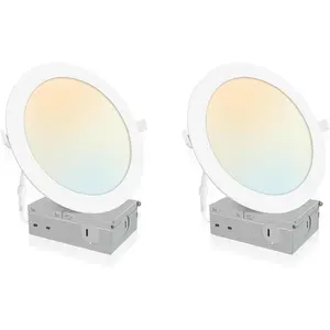 2 Pack 7 Inch Dimmable LED Recessed Lighting with Junction Box, 5CCT 2700K-6000K, 16W 1300lm Ultra Thin, ETL and Energy Star Certified