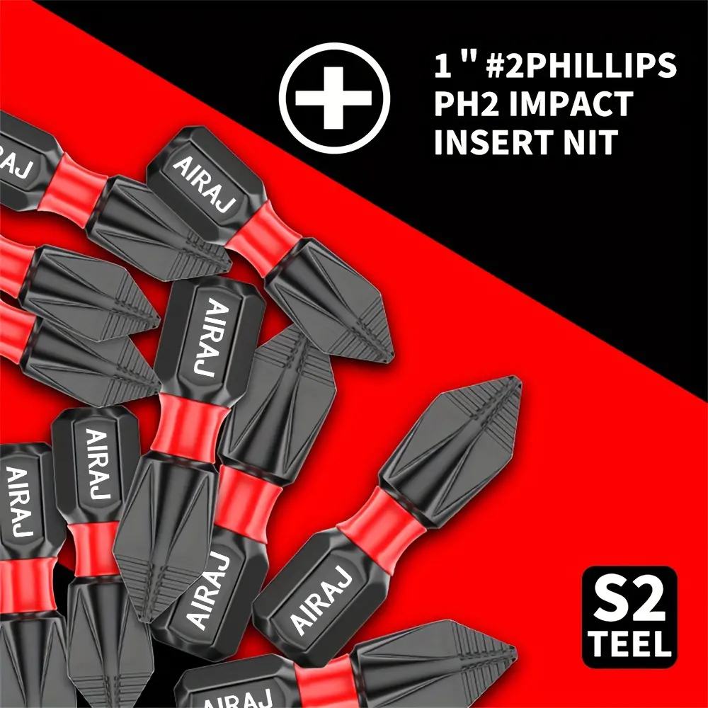 Tungsten Steel Impact-Ready Screwdriver Bit Set, 10/20-Pieces Impact-Ready Bits with 1-Inch (25mm) Hex Head, High-Hardness, Magnetic Coil, Phillips, Non-Slip Cap, Fits Manual/Electric Drills, Ideal for Home & Renovation Use