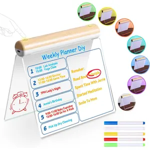 Led Note Board with Colors, Dual-Sided Acrylic Message Board Led Drawing Writing Board for Kids, 7.9 Inch X 6.3 Inch Magical Light Board, Touch Control for Office/Home/School Kitchen/Gift