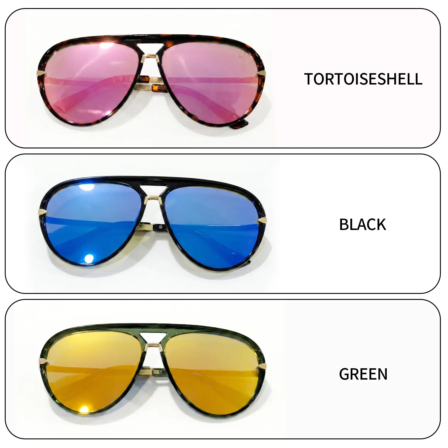 Vintage aviator sunglasses with a classic double bridge 