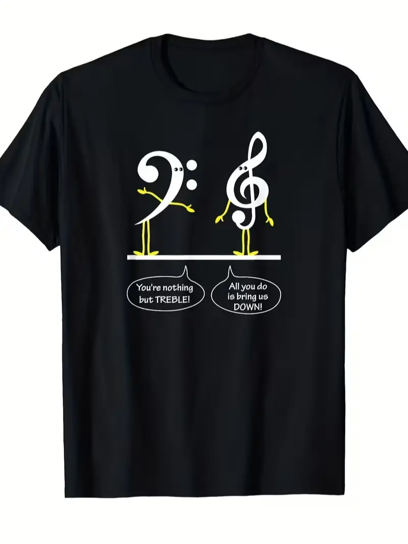 Music Pun Treble Bass Clef Funny T Shirt Musician Teacher Gift Short Sleeve Graphic Tee For Music Lovers