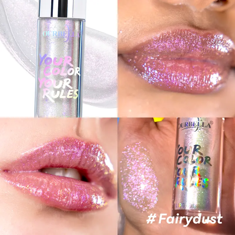 [SUNLIT RESTOCK]Ourbella holographic Ultra-Glitter Hydrating Lip Gloss, Smooth Glossy Lip Oil, Moisturizing Lip Care, High Shine Lip Gloss, Shimmering, Long-lasting Lipstick,TikTokShopblackfriday