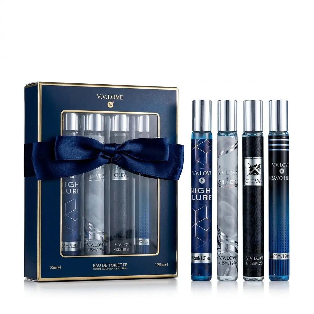 Unisex 4x35ml Mini Eau de Parfum Travel Set - Smoky Pineapple, Citrus Incense, Fresh Marine, Peppery Bergamot Scents - Woody Aromatic, Fresh Aquatic Notes - Clean Vegan Long-Lasting Luxury Gift