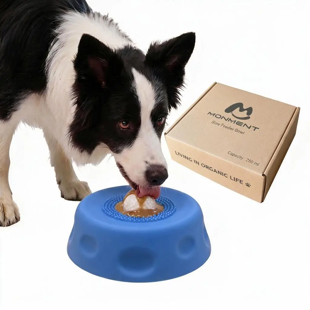 Monment Food Grade Silicone Dog Liquid Slow Feeder With Suction Cups, Dog licking Mat bowl With Interactive Rolling Ball, Capacity 250 ml, No Spill Dog Enrichment Bowl, Nutrition Feeding, boredom buster, Anxiety Relief, Anti Slip Dog Bowl