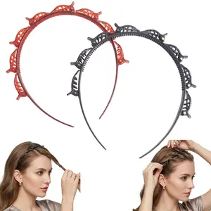 2 Pack Twist Headband with Clips for Women – Double Layer Braided Hairband with Small Clips, Fashion Hair Styling Tool for Bangs Updo Daily Wear Workout and Casual Hairstyles