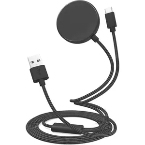 2 in 1 Charger for  Galaxy Watch 7/Ultra/6/6 Classic/5/5 Pro/4/4 Classic/3/ 2/ 1/Fe,Nylon Braided  Fast   for  Phone and Watch