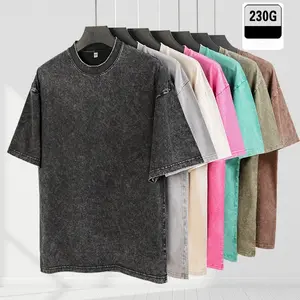 Oversized Tshirts for Men Gym Vintage Heavyweight T Shirts Cotton Workout Acid Wash Baggy Tees
