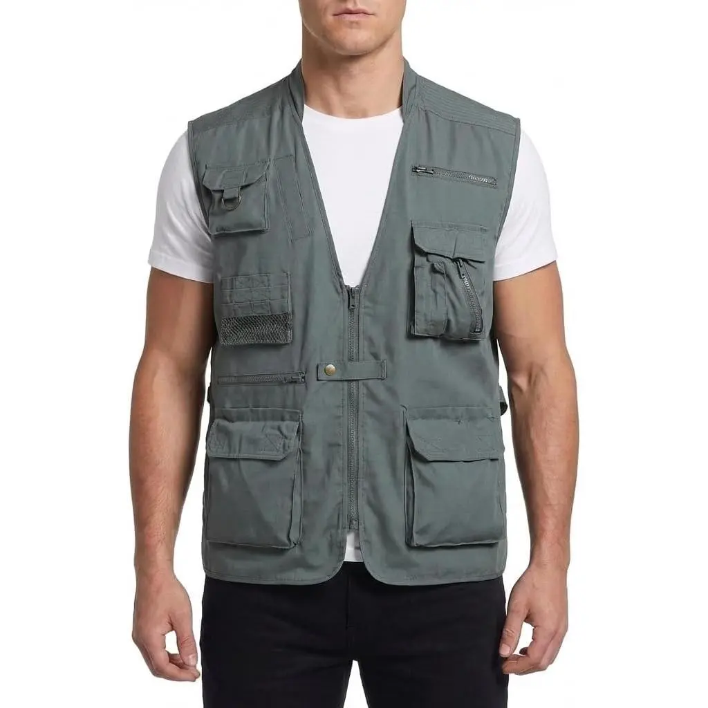 Mens Tactical Vest, Menswear for Travel Fishing Hunting Camping, Safari Explorer Photographer Vest