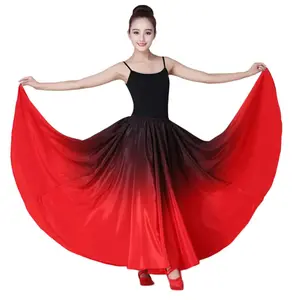 Women's Gradient Color Flamenco Dance Skirt