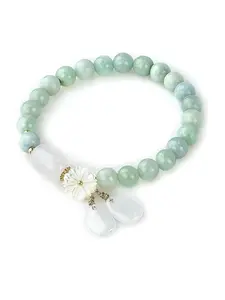 Natural Jade Bracelet for Women Gradient Green Jade Bead Elastic Bracelet, Suitable for Christmas, Thanksgiving, High Quality Bracelet, Exquisite Bracelet