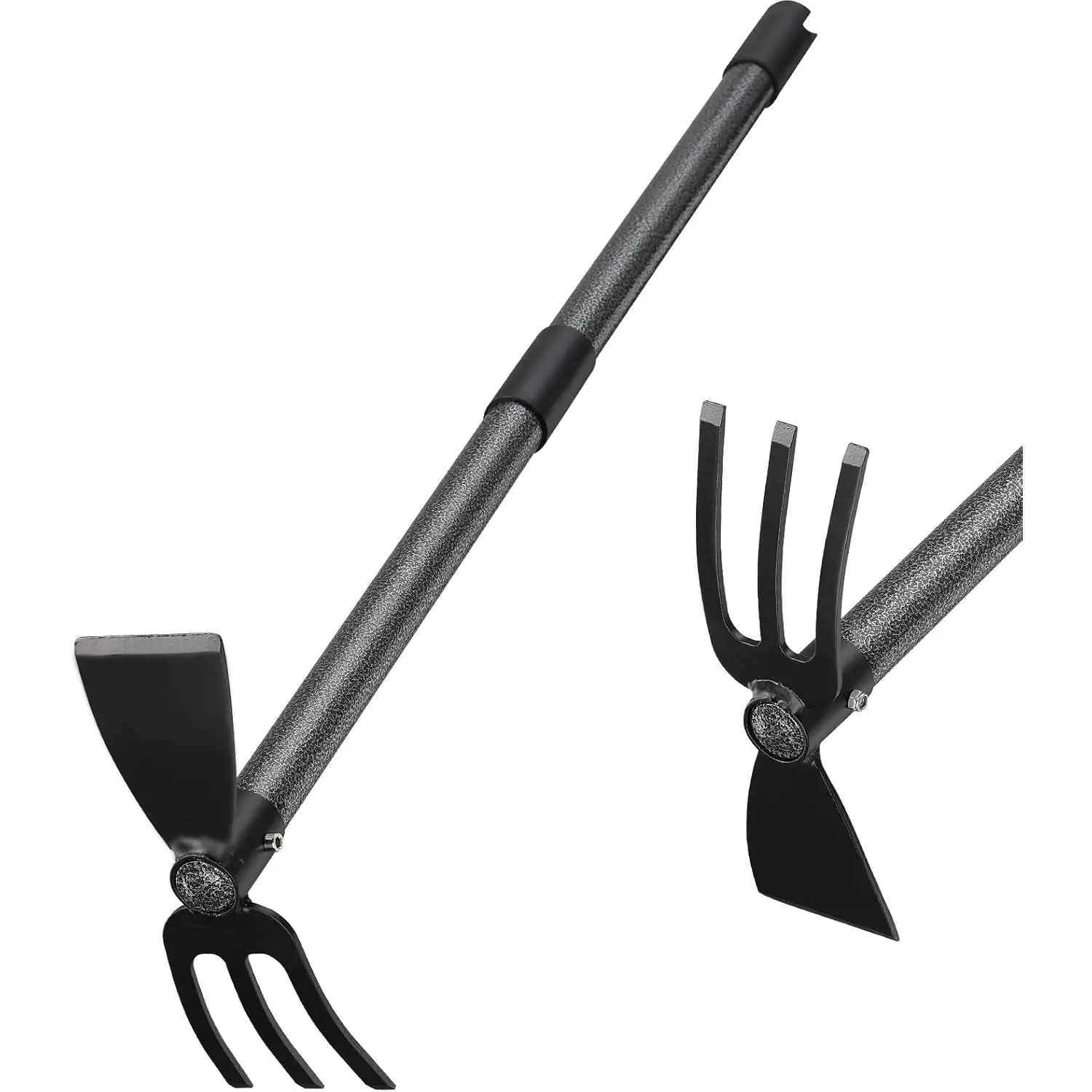 Garden Hoe and Cultivator Set Heavy Duty Stainless Steel Hand Tools with Adjustable Handle 45 inch for Gardening Weeding Planting & Landscaping