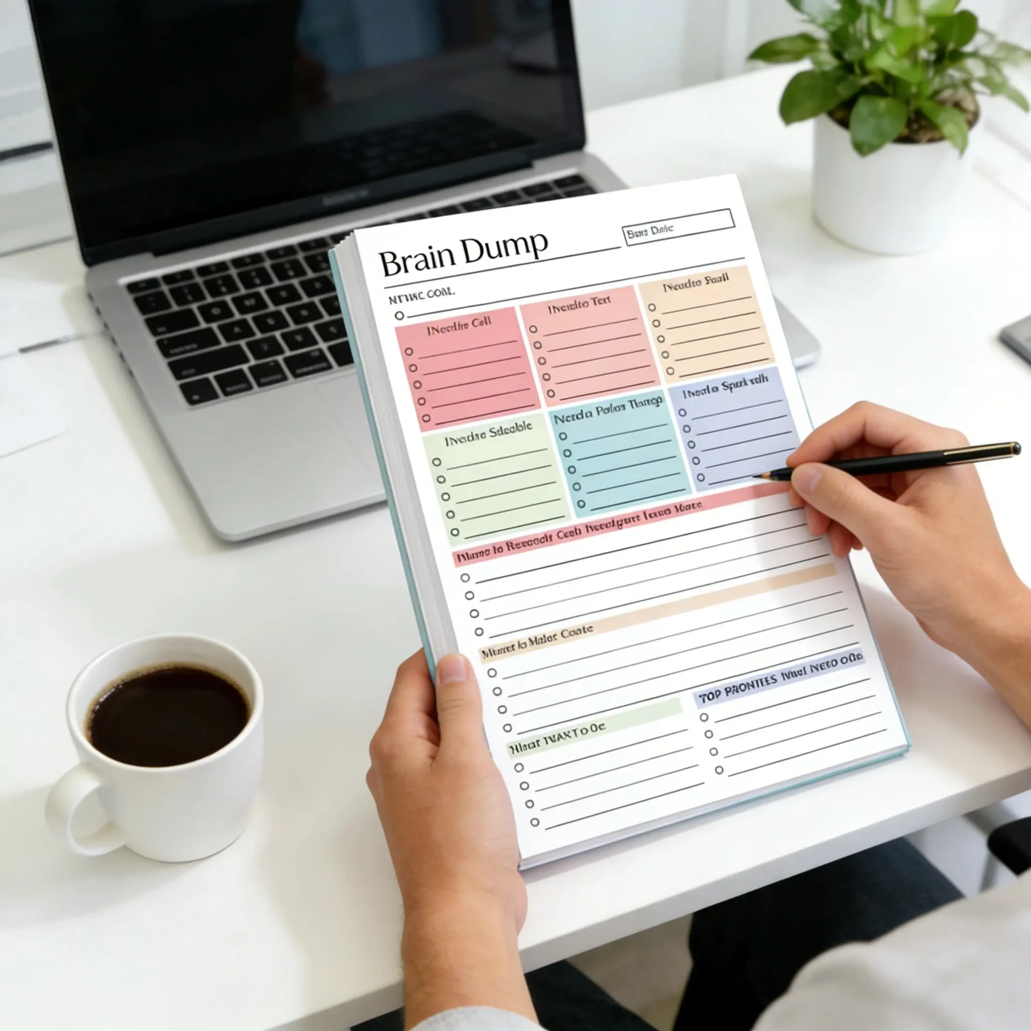 50/100/150/200 Sheets Brain Dump Planner Notepad, Planner Notebook, Creative Productivity Planning Pad, Daily Idea Capture Task Organizer, Efficient Work Planning Memo Pad, Planner Calendar, Perfect for Office Desk Study Work Time Management