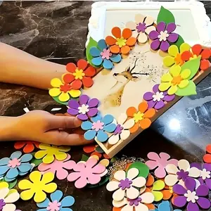 40pcs Vibrant Foam Flower Stickers - Assorted Colors, Matte Finish, Self-Adhesive Rubber for DIY Crafts & Art Projects, Unique Shapes