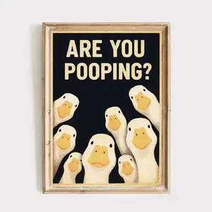 Funny Goose Art Print – 'Are You Pooping?' Vintage Canvas Wall Art, Perfect for Living Room & Bedroom Decor, Aesthetic Gift for Friends & Housewarming