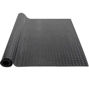 Diamond-Plate Rubber Flooring Roll, 3 mm x 4 ft x 15 ft Garage Floor Mat, SBR Rubber Garage Flooring Roll, Easy to Clean, Diamond Plate Rubber Mat for Under Cars, Garage Industry Gym, Black