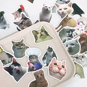 Cat Pattern Sticker, 50pcs/set Waterproof Self Adhesive Decor Paper, Decor Sticker for Gift Greeting Card Water Bottle Laptop Phone, Funny Stickers, Diy Sticker