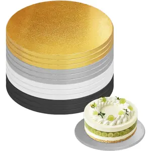 12 PCS 12 Inch Round Cake Drums, 1/2 Inch Thick Cake Boards, Four Colors White Gold Black Silver, Professional Quality Cardboards