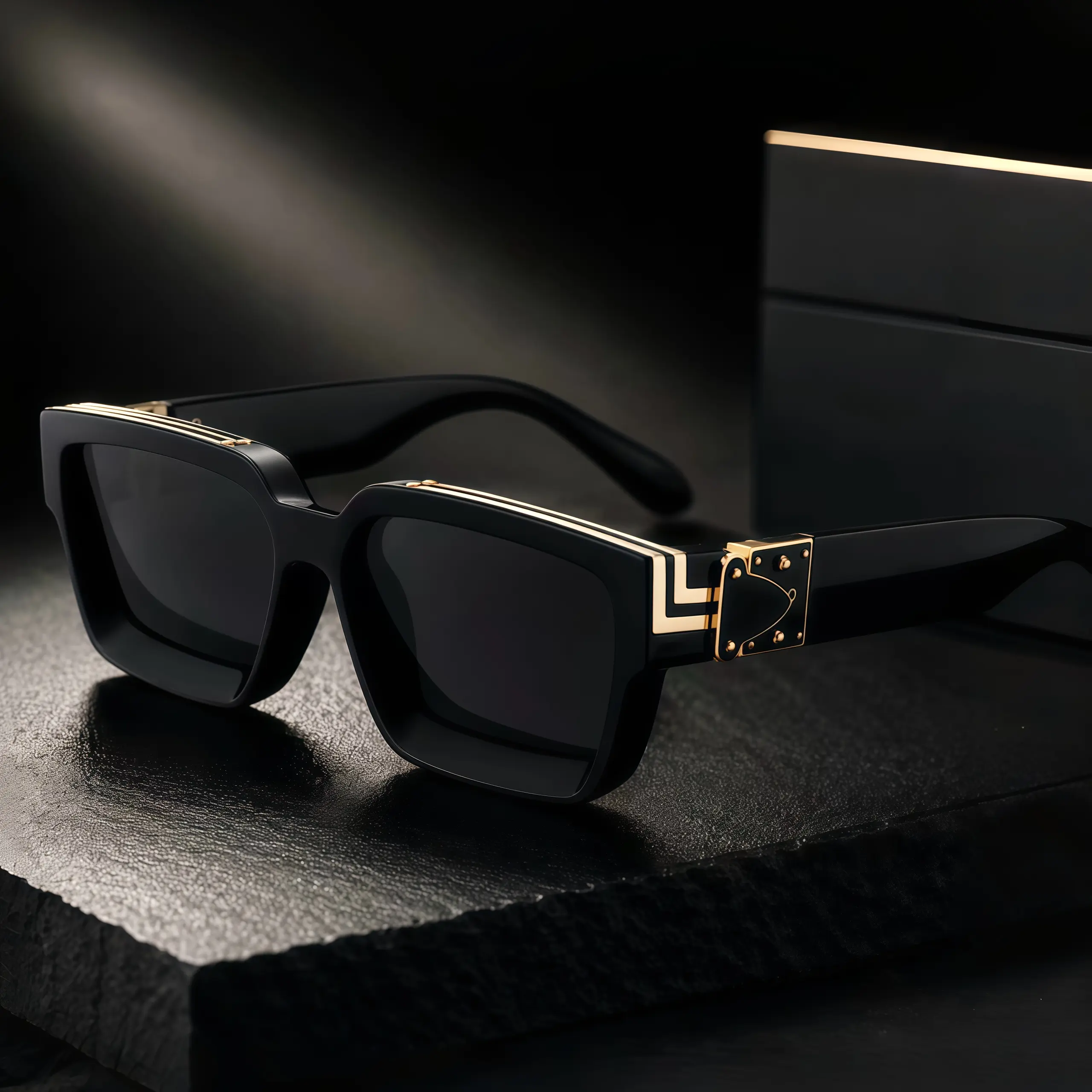 EUNOIALENS Sunglasses for Men, Trendy Styling Box-Shape with Gold Metal Frame, Celebrity-Inspired Men's Accessories, Father's Day Gifts, Gold Metal Sunnies, Trendy Styling Sunglasses, Mens Gifts, Stylish Accessories, Gifts For Boyfriend
