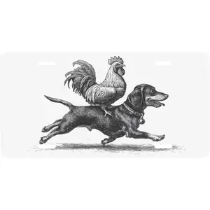 Contact customer service to get a coupon Rooster Dog Animals License Plate Car Front License Plates with 4 Holes Funny Aluminum Metal for Car Front & Back Licenses Plates Vanity Tag Metal Car Plate for Women Men 6 X 12 Inch 147147